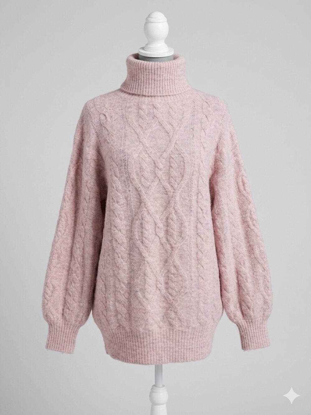 WILFRED FREE Vivienne Alpaca Wool Blend Cable Knit Turtleneck Sweater Lavender